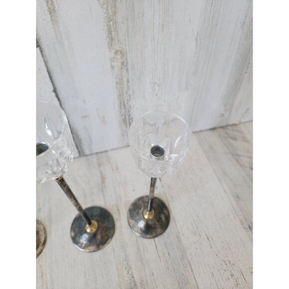 Landes crystal Italy brass candle holder set home decor - Picture 7 of 10